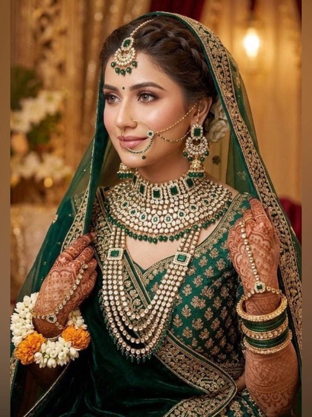 Bridal Green Jeweled Kundan Set